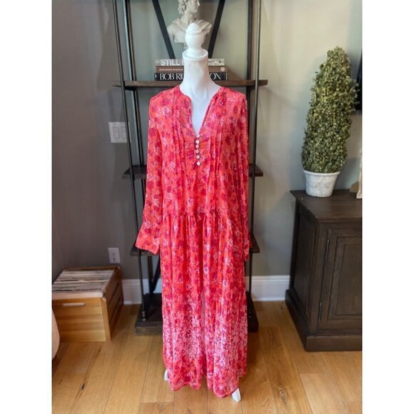 Free People See It Through Dress Coral Combo Womens Size Small - Picture 7 of 12